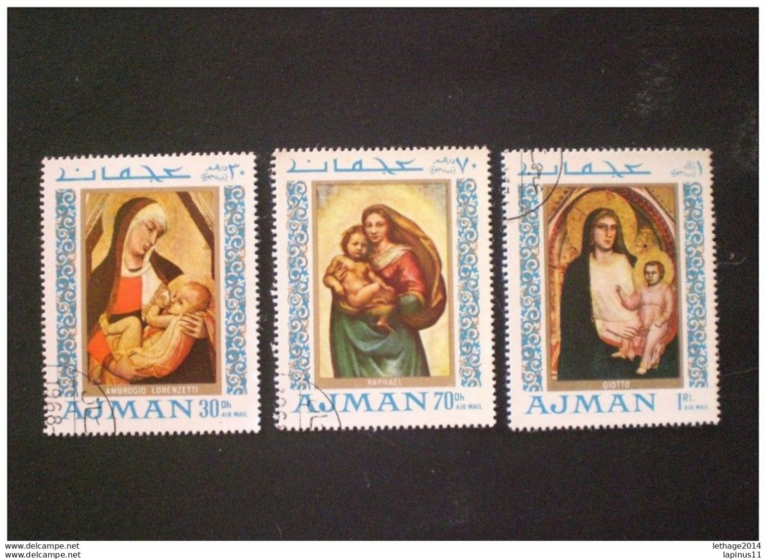 STAMPS EMIRATI ARABI AJMAN 1968 Airmail - Madonna Paintings - Ajman