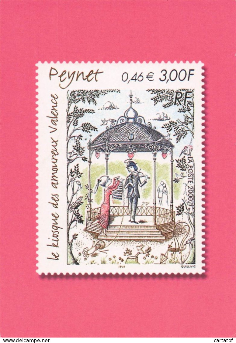 Le Kiosque Des Amoureux VALENCE . PEYNET . Timbre De L'année 2000 - Publicité