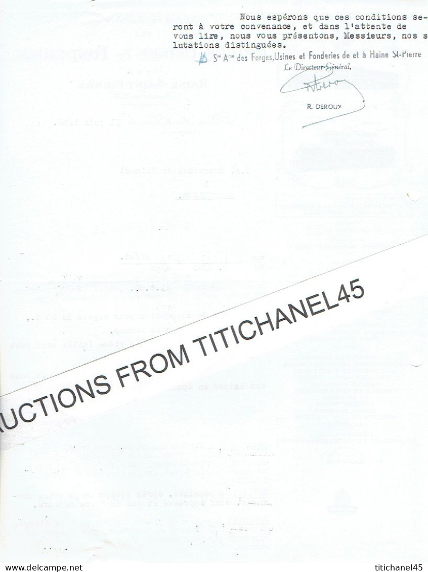 Lettre Illustrée 1952 - HAINE-SAINT-PIERRE - FORGES-USINES & FONDERIES - Locomotives, Tenders, Wagons, - Other & Unclassified