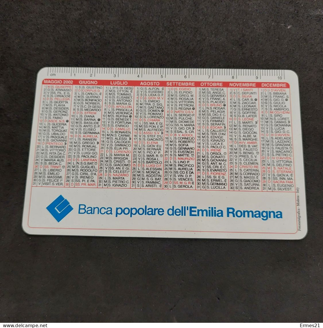Calendarietto 2002 Banca Popolare Dell'Emilia Romagna. Condizioni Eccellenti. Plastificato. - Small : 2001-...