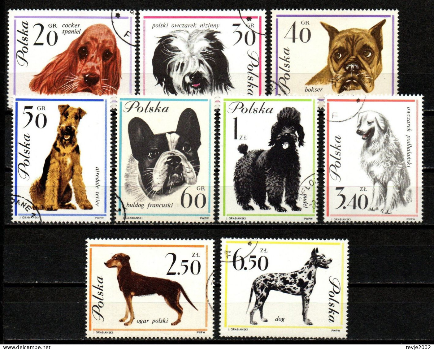 Polen 1963 - Mi.Nr. 1374 - 1382 - Gestempelt Used - Tiere Animals Hunde Dogs - Honden