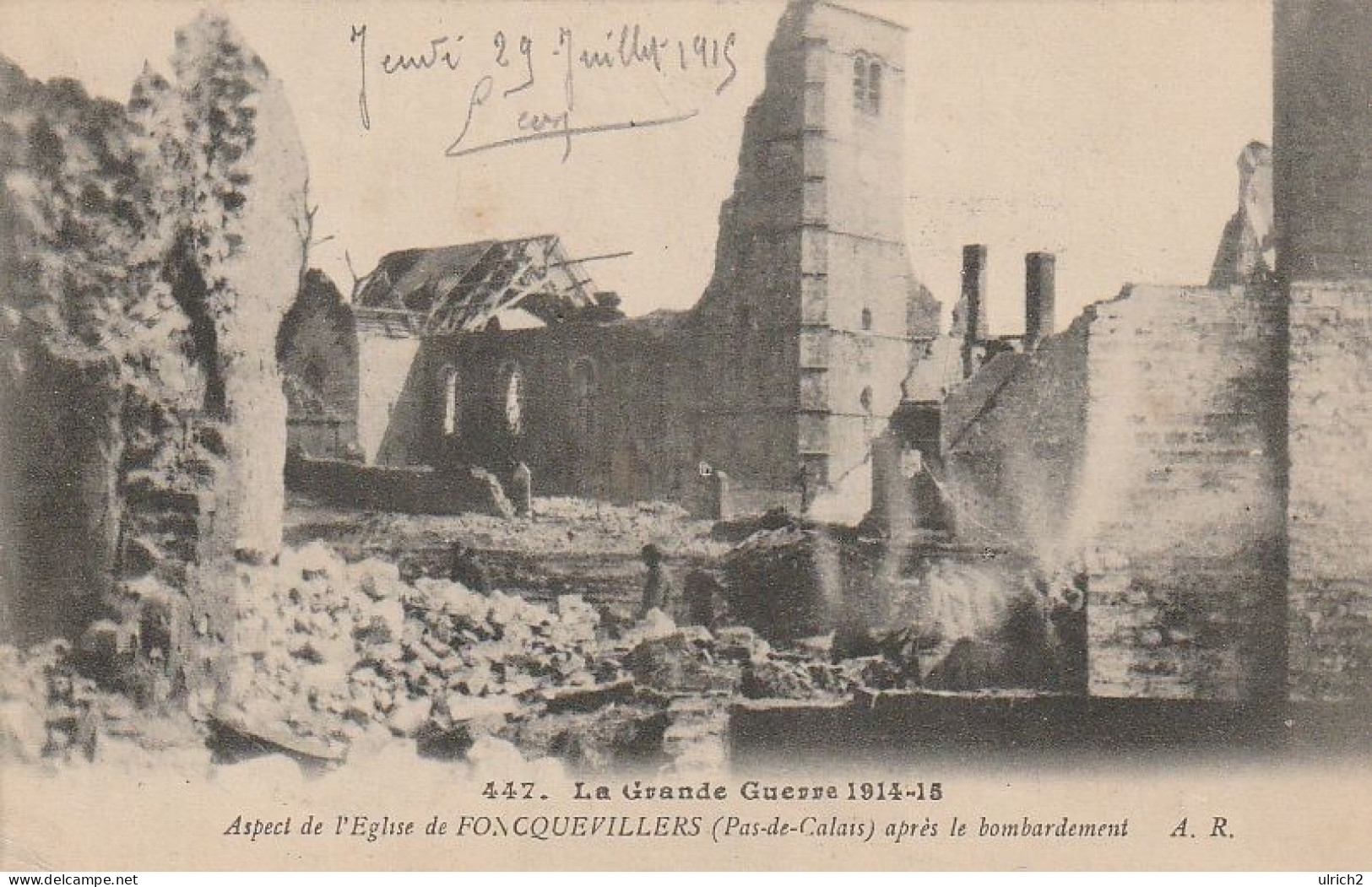 AK Foncquevillers - Aspect De L'Église Après Le Bombardement - Grande Guerre 1914-15 (68809) - Avesnes Le Comte