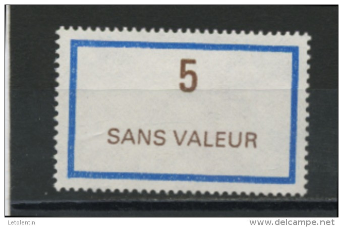 FRANCE - FICTIF  5 SANS VALEUR  N°Yt F217** - Phantom