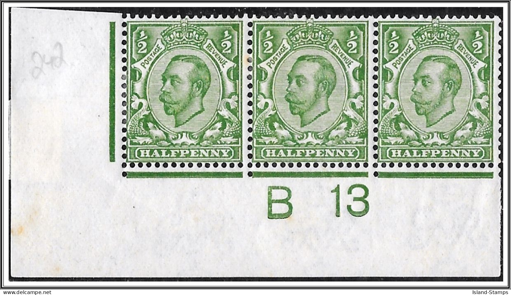 SG 242 ½d Green B 13 Mounted Mint Hrd2a - Unused Stamps