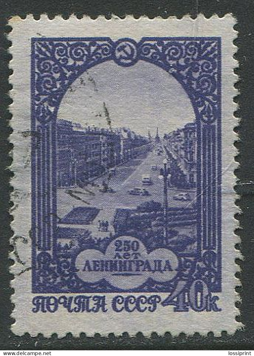 Soviet Union:Russia:USSR:Used Stamp 250 Years Leningrad, Alley, 1957 - Gebruikt