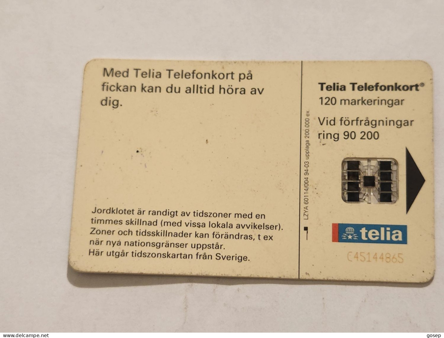 SWEDEN-(SE-TEL-120-0004)-Time Zones-(31)(Telefonkort 120)(tirage-200.000)(C45144865)-used Card+1card Prepiad Free - Zweden