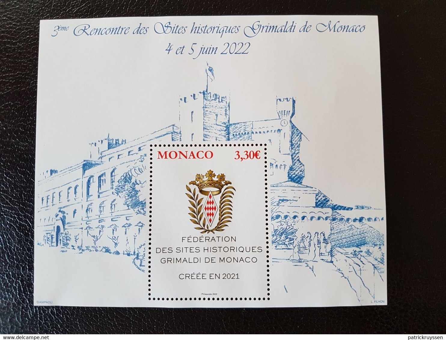 Monaco 2022 Federation Grimaldi Historic Sites Monument Castle Flag  Ms1v Mnh - Unused Stamps