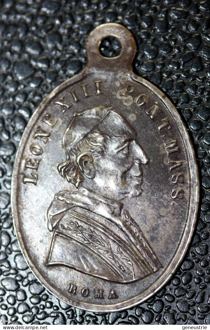 Pendentif Médaille Religieuse Argent Fin XIXe "Médaille Miraculeuse / Pape Léon XIII - Roma" Religious Medal - Religion & Esotérisme