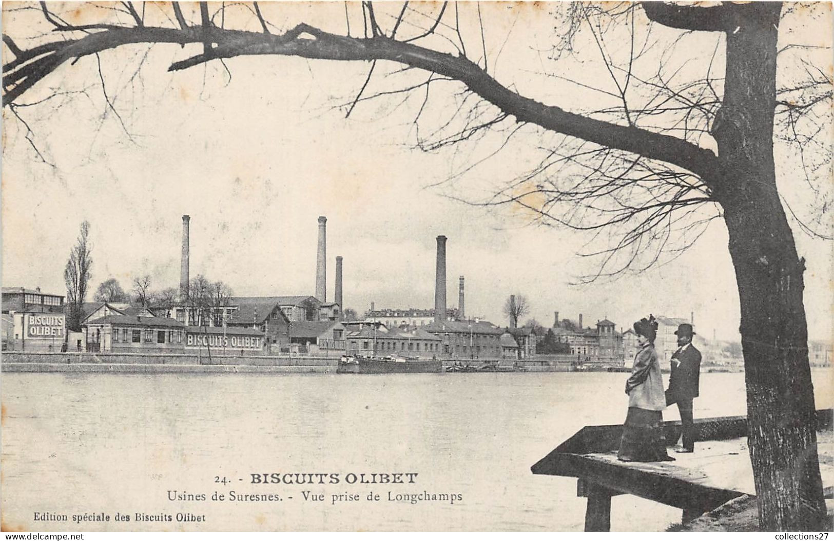 SERIE COMPLETE DE 24 CARTES- BISCUITS OLIBET - PARIS , SURESNES - USINE DE FABRIQUE DE BISCUITS - Collections & Lots