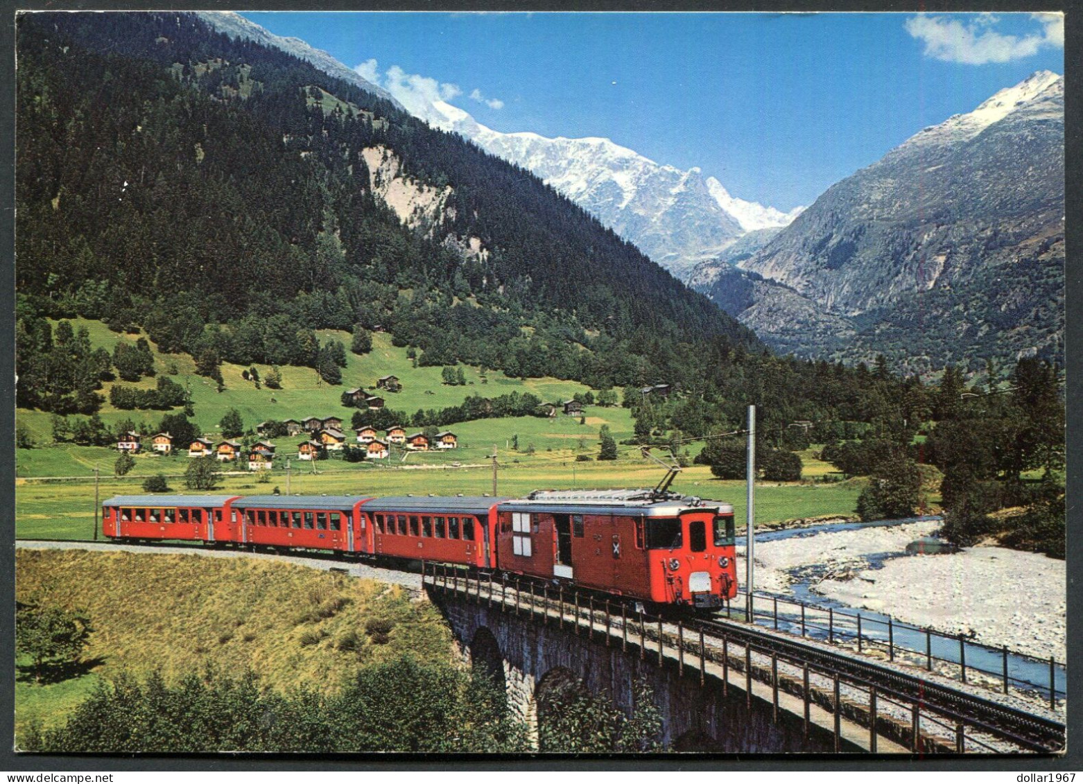 Furka - Oberalp Bahn Bei Fiesch, Blick Ins Fieschertal Wännenhorn  -  Used 2 Scans For Condition.(Originalscan !!) - Eisenbahnen