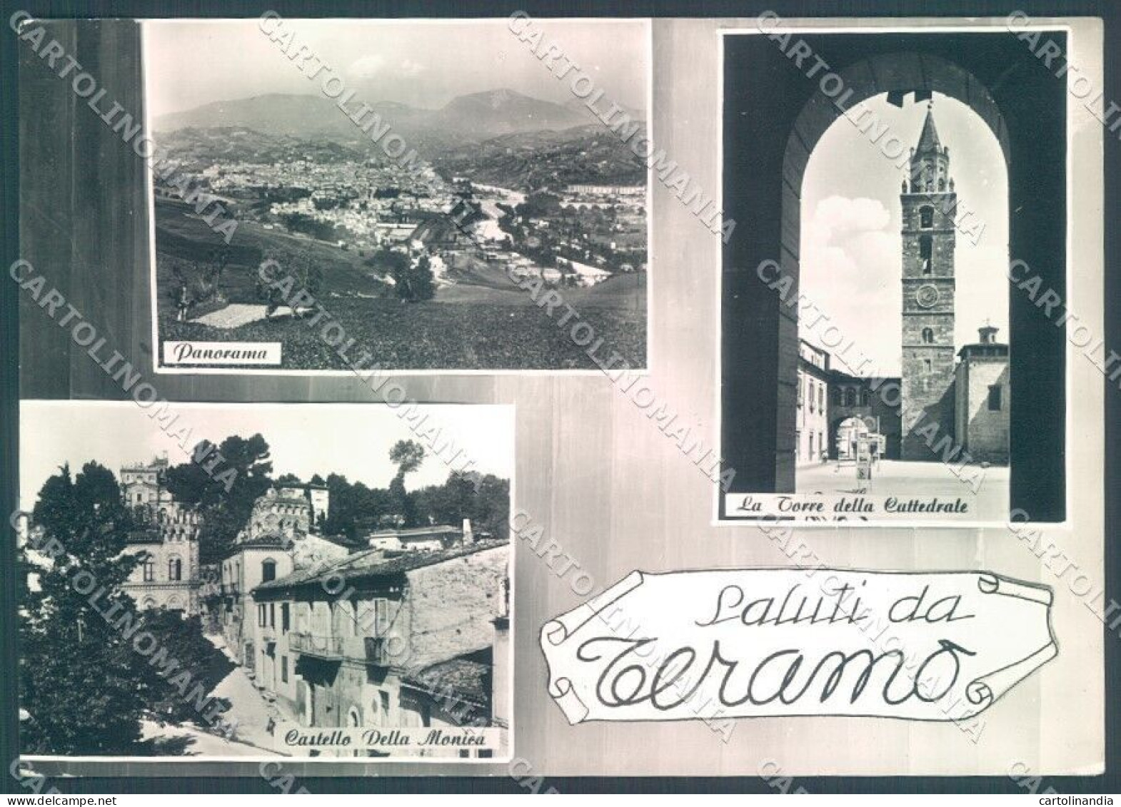 Teramo Città Torre Cattedrale Castello Monica Saluti Da Foto FG Cartolina JK1821 - Teramo
