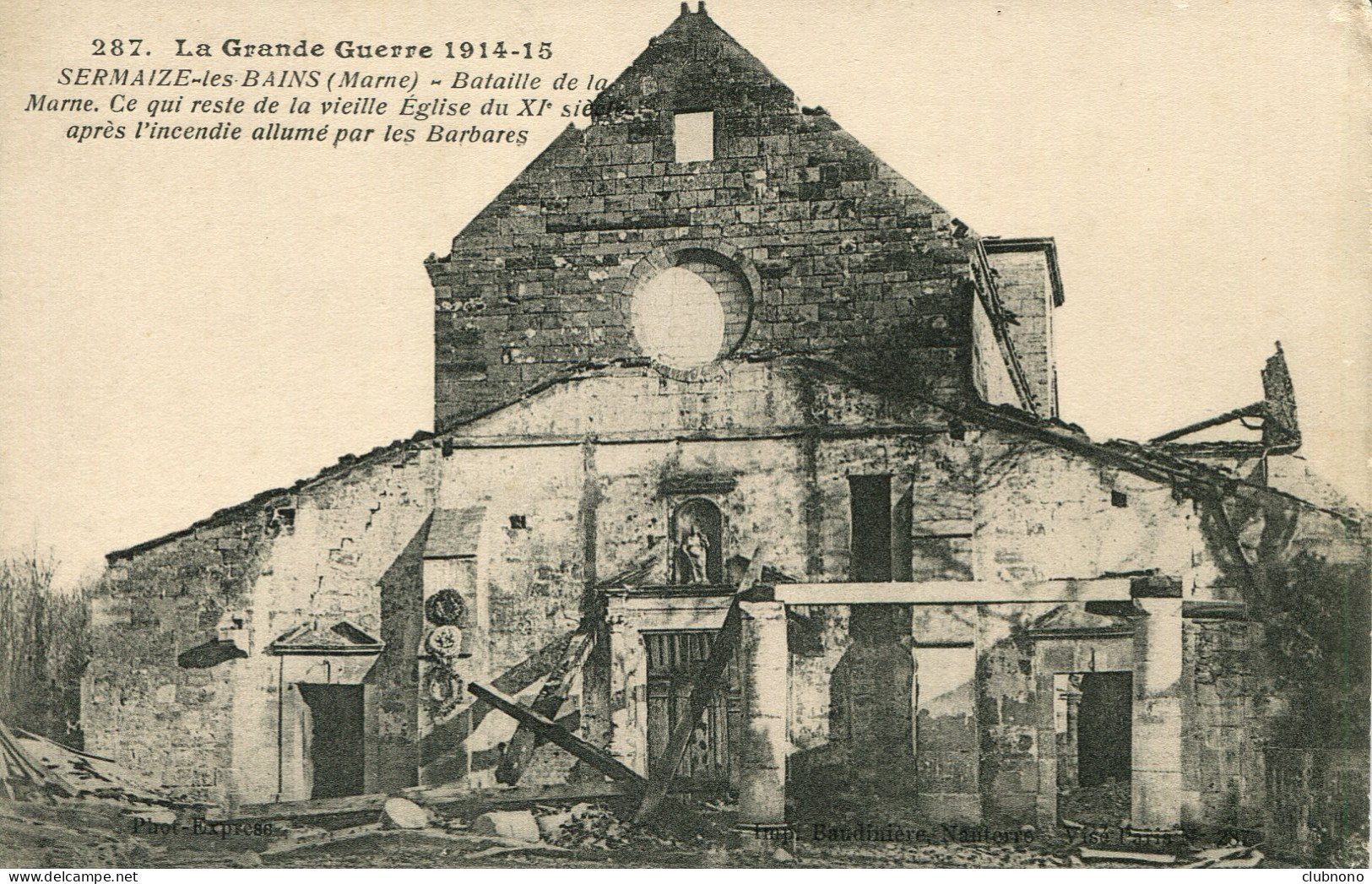 CPA - SERMAIZE-LES-BAINS (G.G. 14/18) RUINES DE L'EGLISE (IMPECCABLE) - Sermaize-les-Bains