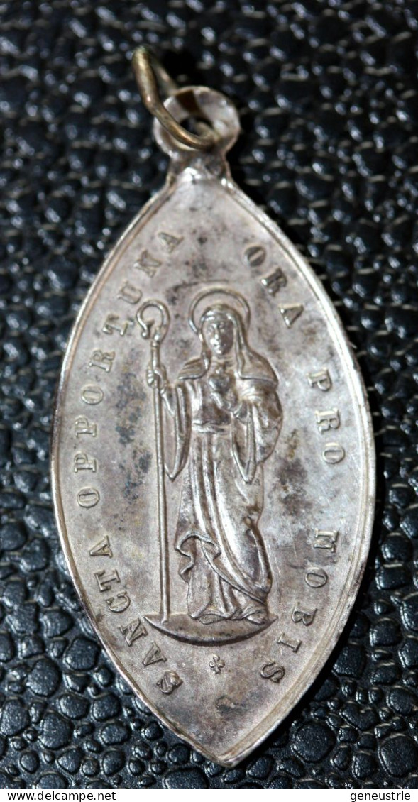 Pendentif Médaille Religieuse Argent 800 Fin XIXe "Saint Goderan / Sainte Opportune" Religious Medal - Religion & Esotérisme