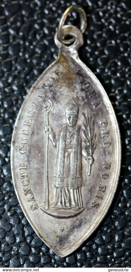 Pendentif Médaille Religieuse Argent 800 Fin XIXe "Saint Goderan / Sainte Opportune" Religious Medal - Religion & Esotérisme