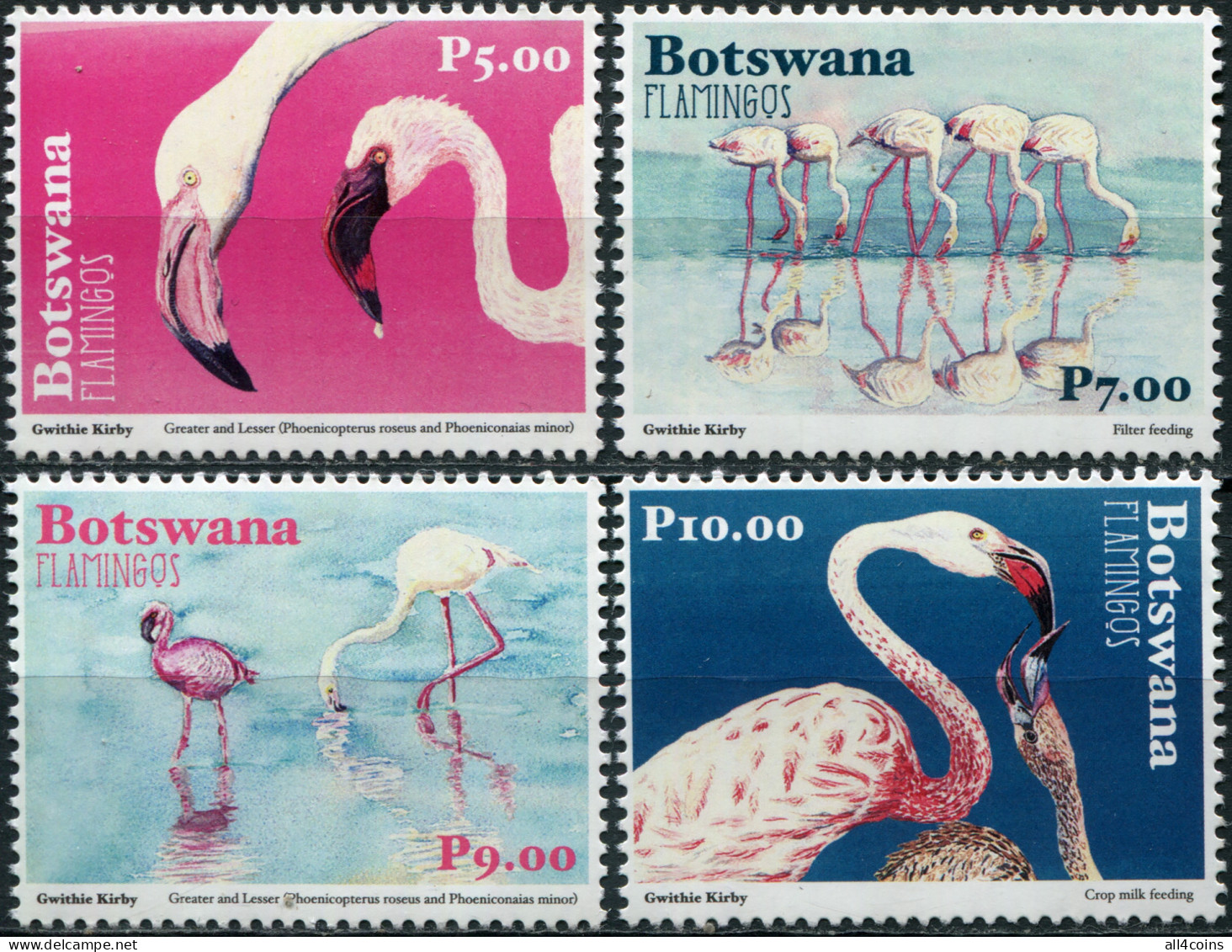 Botswana 2018. Flamingos (MNH OG) Set Of 4 Stamps - Botswana (1966-...)