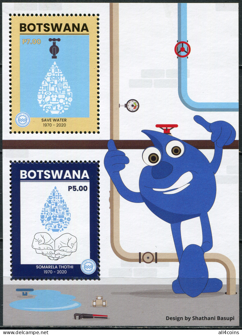 Botswana 2020. 50th Anniversary Water Utilities Corporation (MNH OG) S/S - Botswana (1966-...)