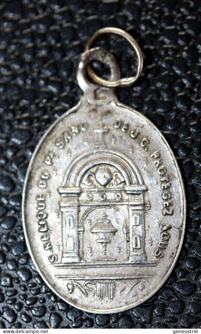 Pendentif Médaille Religieuse XIXe Argent 800 "Reliques Du Précieux Sang - Fécamp" Normandie - Silver Religious Medal - Religion & Esotérisme