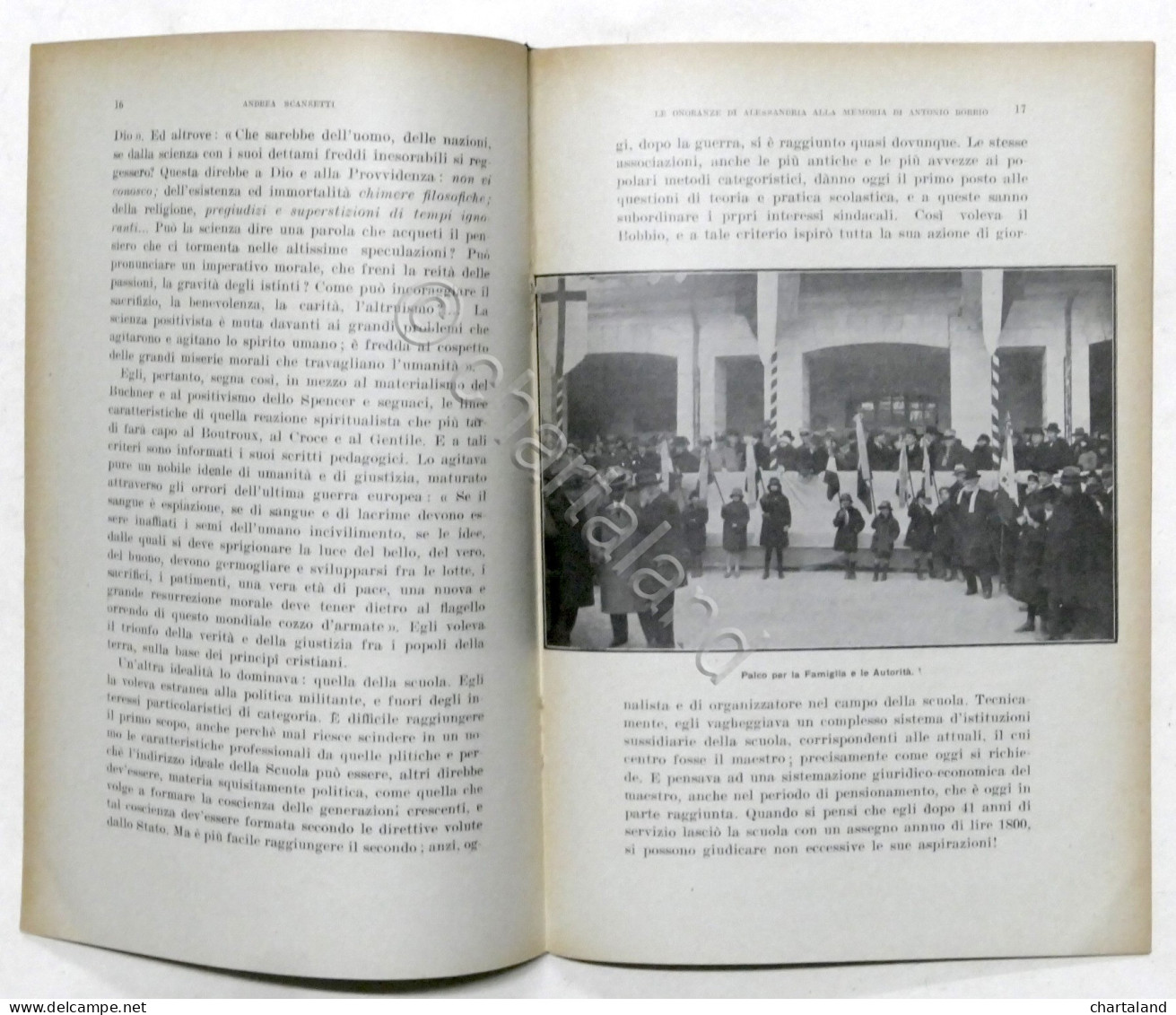 A. Scansetti Le Onoranze Tributate Da Alessandria A Memoria Antonio Bobbio 1925 - Altri & Non Classificati