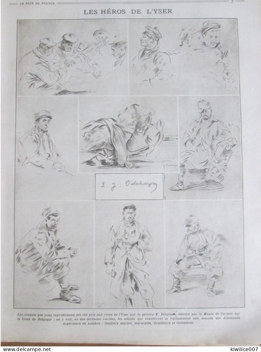 Guerre  14-18  Gravure Dessin Du Peintre  DELAHAYE   SOLDATS HEROS DE L YSER - Ohne Zuordnung