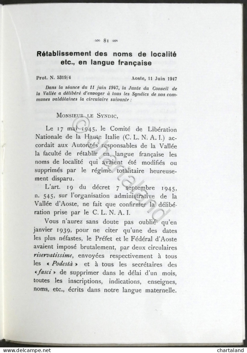 Ernest Page - Autonomie Et Langue Francaise - Aosta 1949 - Other & Unclassified