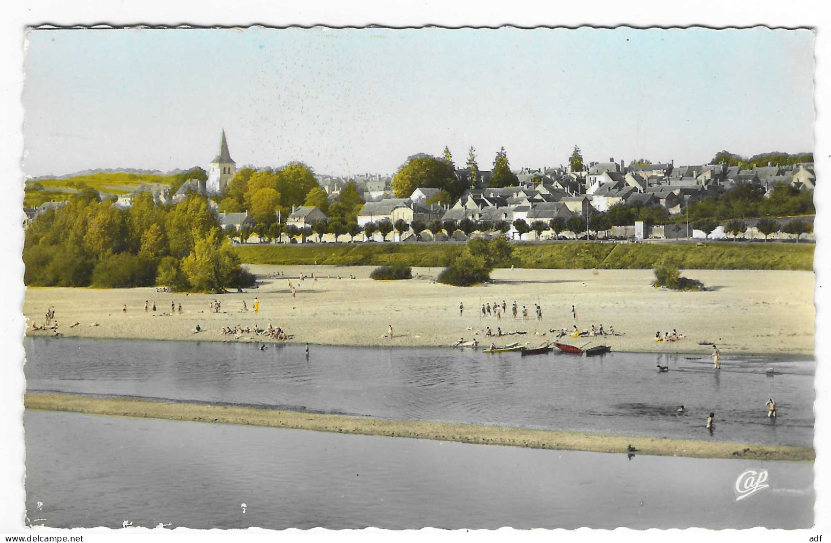 CPSM COLORISEE POUILLY SUR LOIRE, VUE GENERALE ET LA LOIRE, Format 9 Cm Sur 14 Cm Environ, NIEVRE 58 - Pouilly Sur Loire