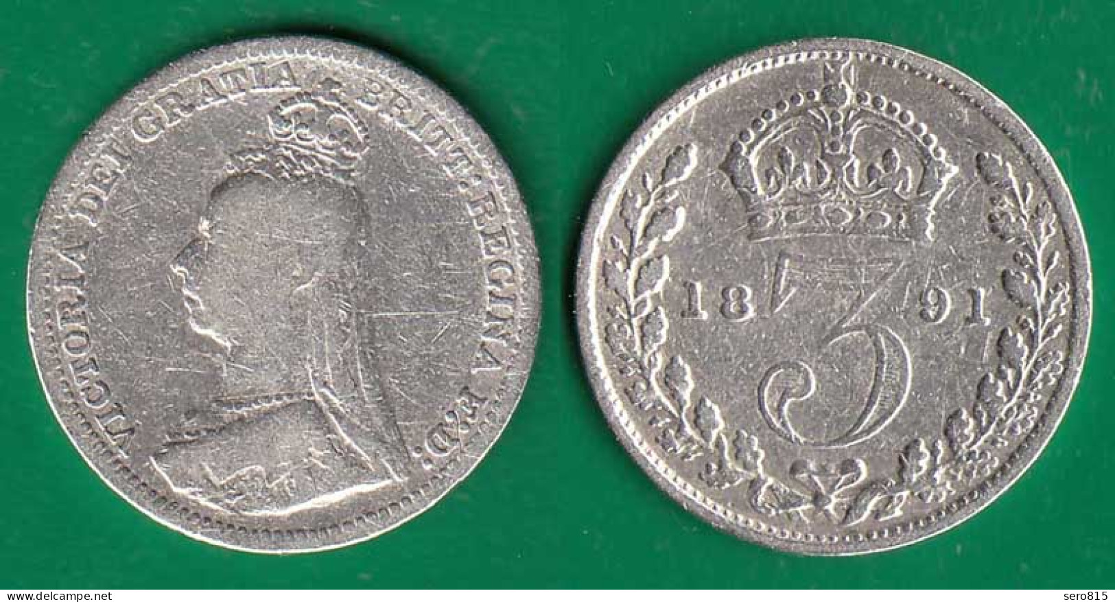 Großbritannien - Great Britain 3 Pence Silber Münze 1891 Victoria 1837-1901 - Autres & Non Classés