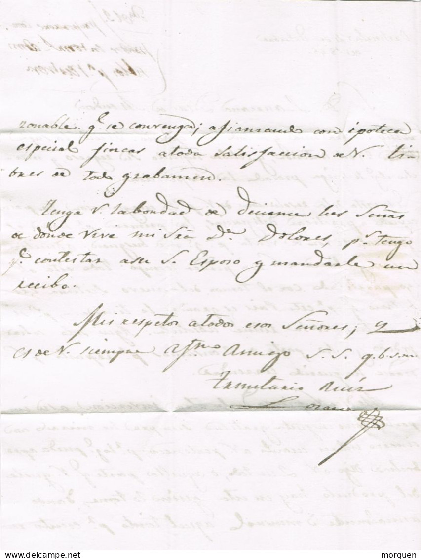 54765. Carta Entera Prefilatelica ORIHUELA (Murcia) 1845. Fechador Baeza, Porteo 1 Real - ...-1850 Préphilatélie