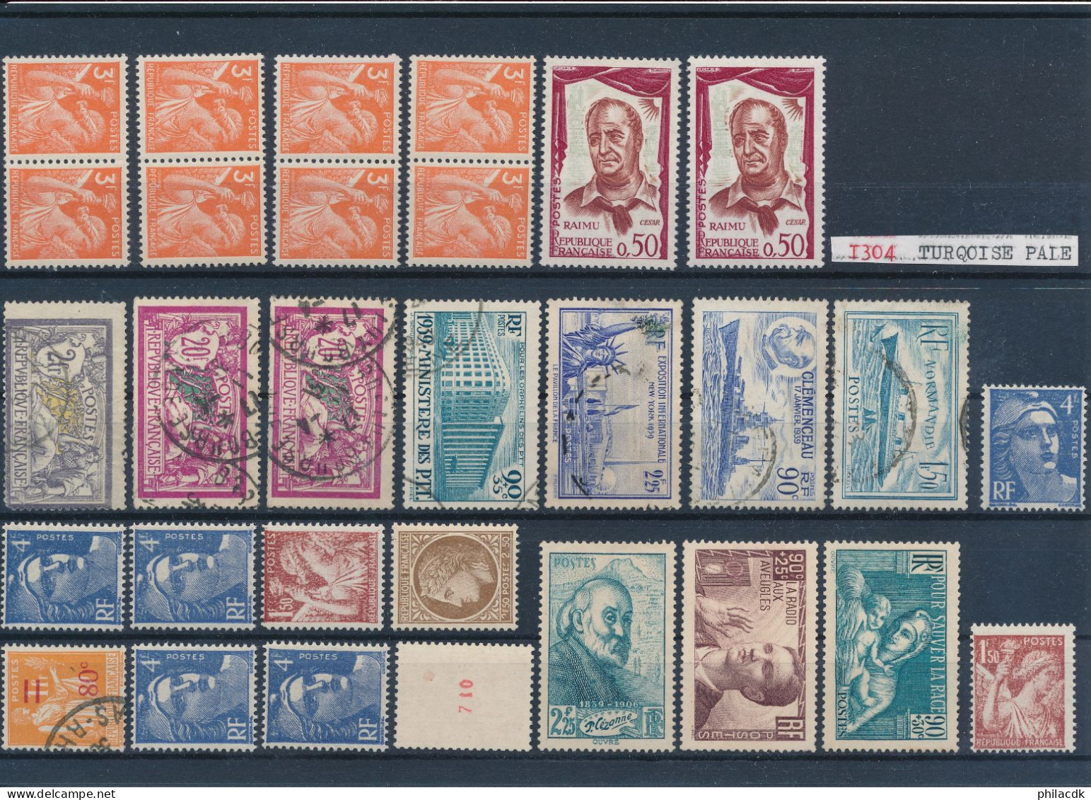 FRANCE - LOT DE 490 TIMBRES AVEC BONNES VALEURS BANDE PETAIN PREOBLITERES 47 ET 68 TAXES 14 17 20 EPREUVE DE LUXE - Sammlungen