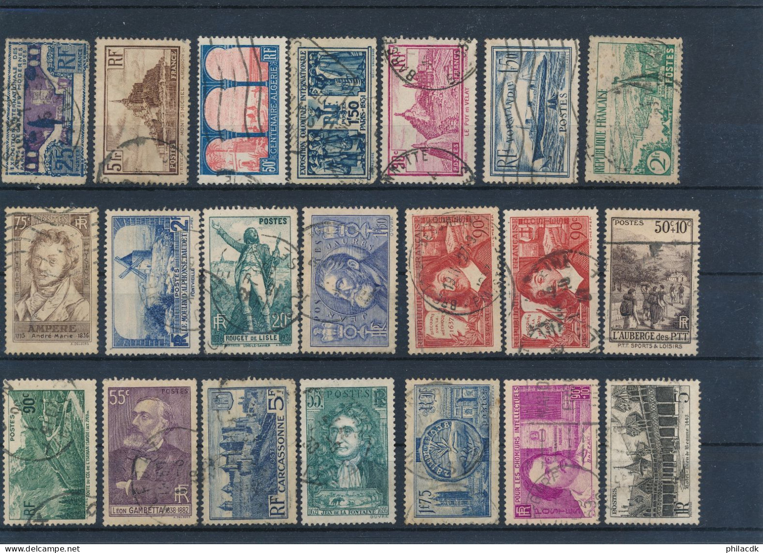 FRANCE - LOT DE 490 TIMBRES AVEC BONNES VALEURS BANDE PETAIN PREOBLITERES 47 ET 68 TAXES 14 17 20 EPREUVE DE LUXE