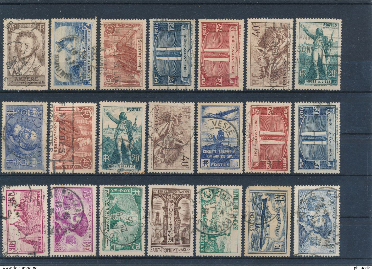 FRANCE - LOT DE 490 TIMBRES AVEC BONNES VALEURS BANDE PETAIN PREOBLITERES 47 ET 68 TAXES 14 17 20 EPREUVE DE LUXE