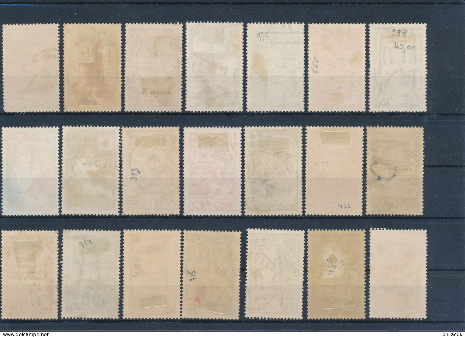 FRANCE - LOT DE 490 TIMBRES AVEC BONNES VALEURS BANDE PETAIN PREOBLITERES 47 ET 68 TAXES 14 17 20 EPREUVE DE LUXE