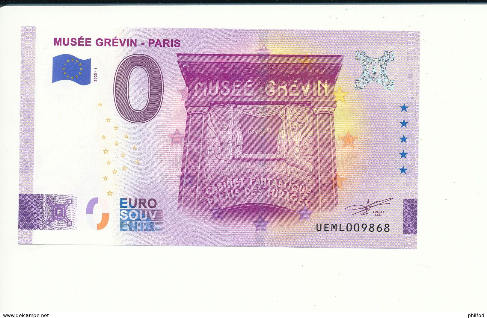 Billet Touristique 0 Euro - MUSEE GREVIN - PARIS - UEML - 2023-1 - N° 9868 - Other & Unclassified