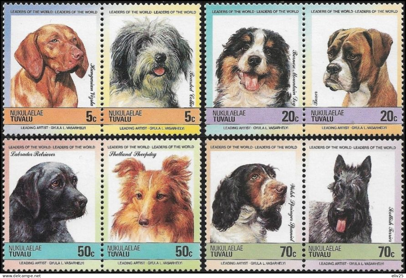 Nukulaelae (Tuvalu) 1985, Dogs - 8 V. MNH - Honden