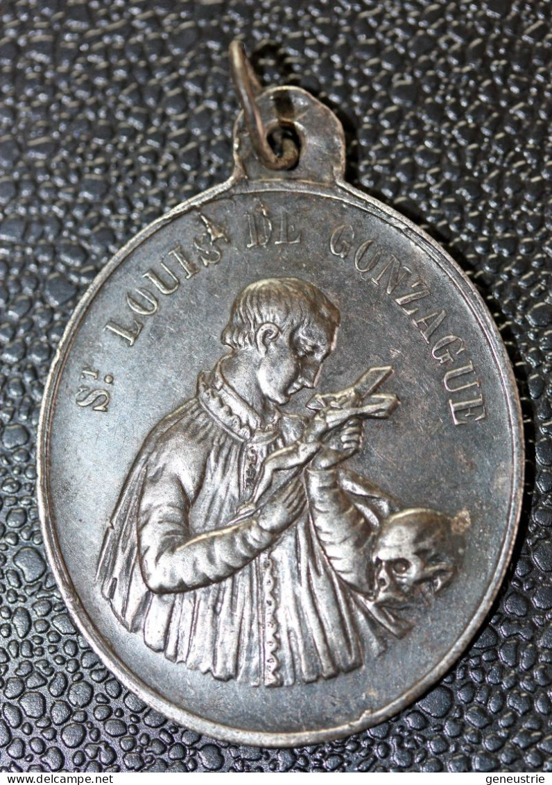 Pendentif Médaille Religieuse Argent 800 Fin XIXe "Saint Louis De Gonzague / Sainte Marie" Religious Medal - Religion & Esotérisme