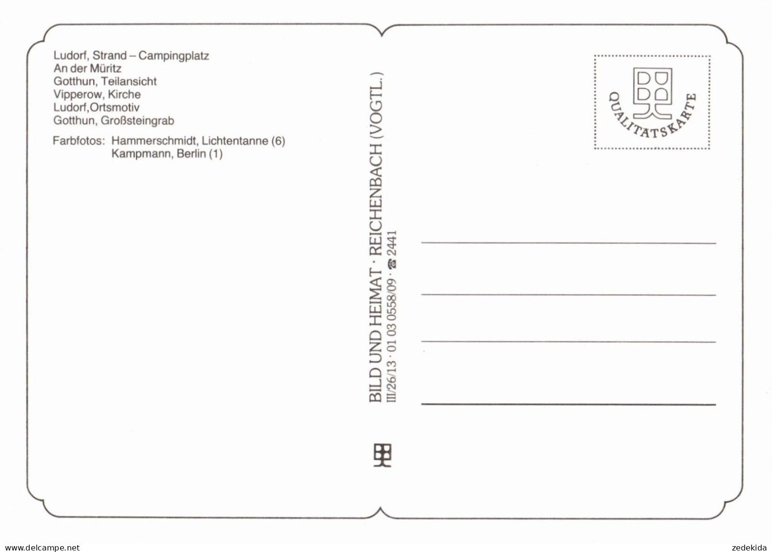 H1163 - TOP Ludorf Gotthun Vipperow  Müritz - Bild Und Heimat Reichenbach Qualitätskarte - Waren (Mueritz)