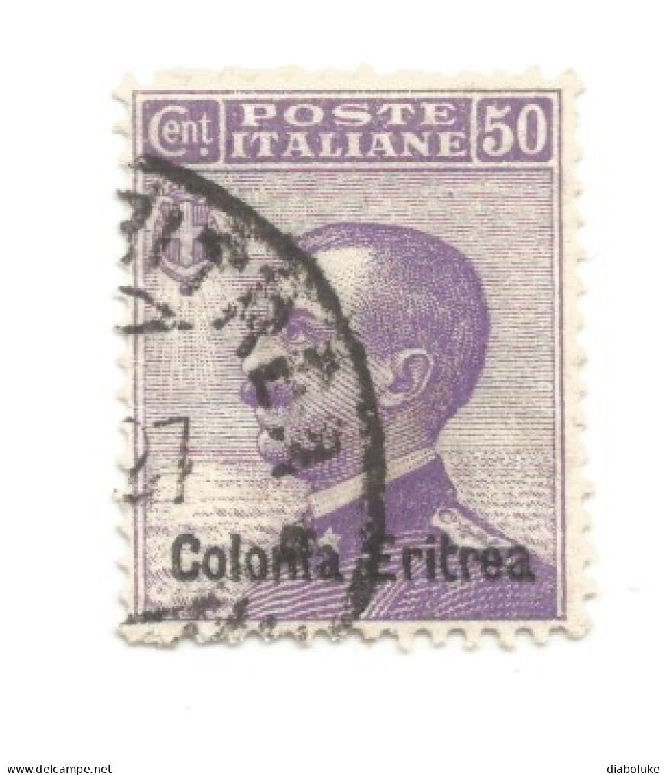(COLONIE E POSSEDIMENTI) 1903, ERITREA, FLOREALI SOPRASTAMPATI, 50c - 1 Francobollo Usato (CAT. SASSONE N.27) - Erythrée