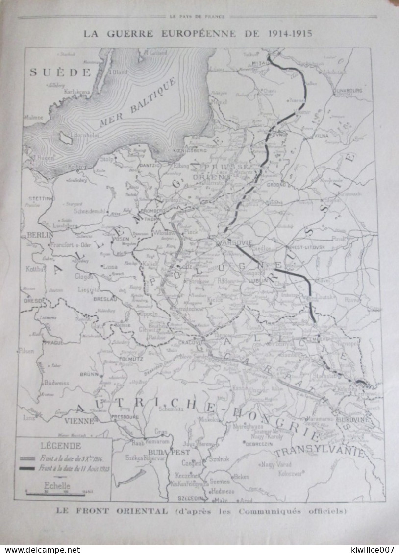 Guerre  14-18  La Région De TOLMINO   La Semaine Militaire   +  Carte Du Front 11 Aout 1915 Plezzo Caporetto Canale - Ohne Zuordnung