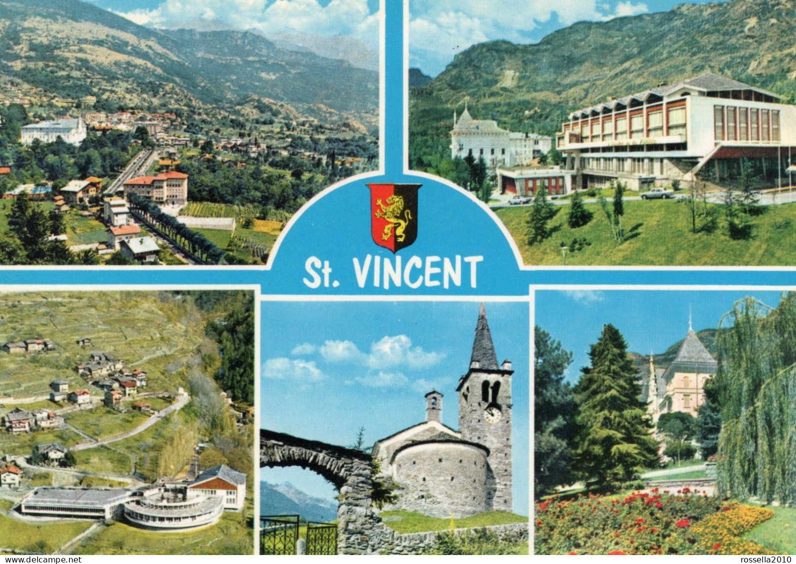 CARTOLINA 1975 ITALIA AOSTA ST. VINCENT SALUTI VEDUTINE Italy Postcard ITALIEN Ansichtskarten - Greetings From...