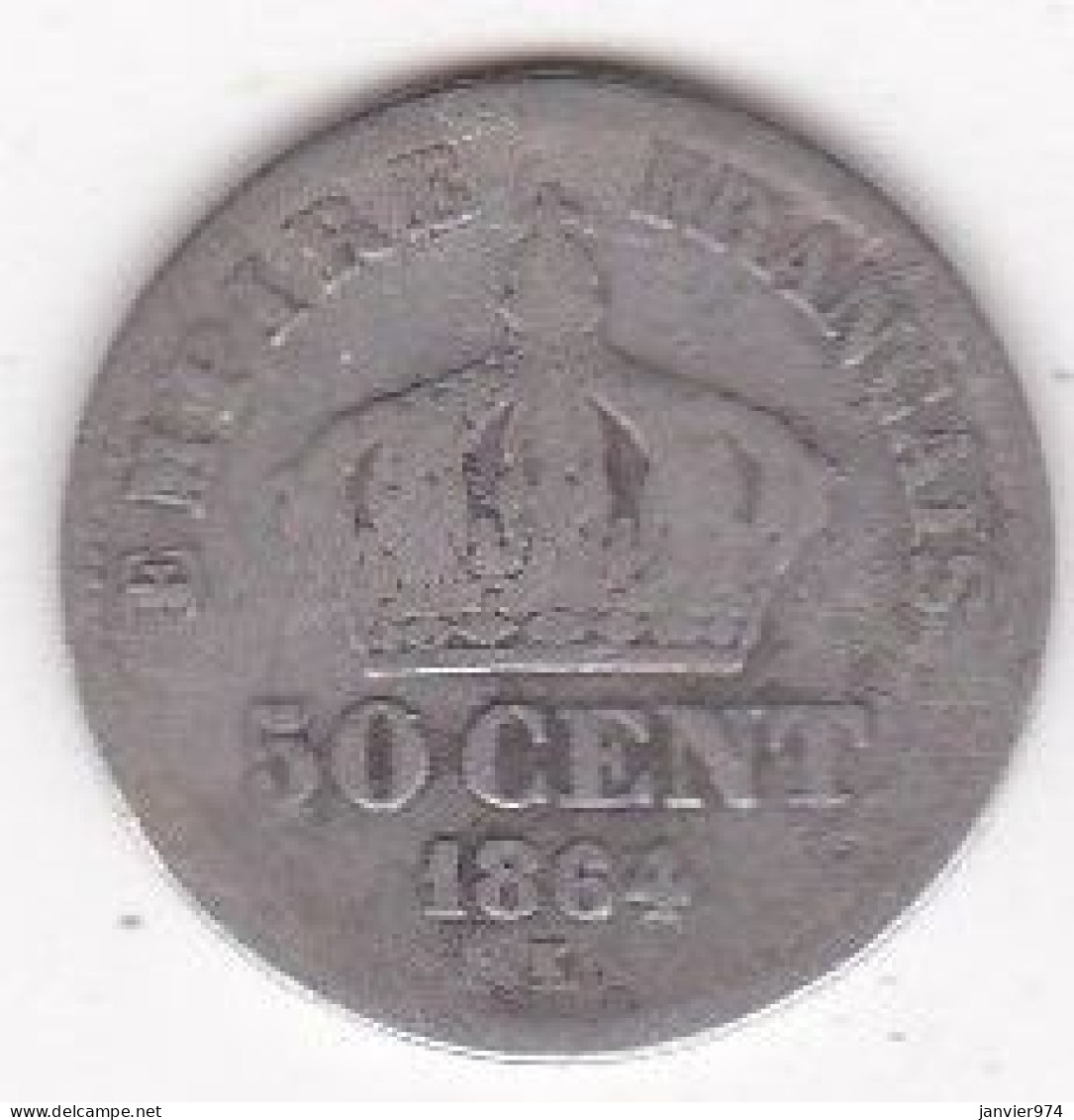 50 Centimes 1864 K Bordeaux. Napoléon III, En Argent - 50 Centimes