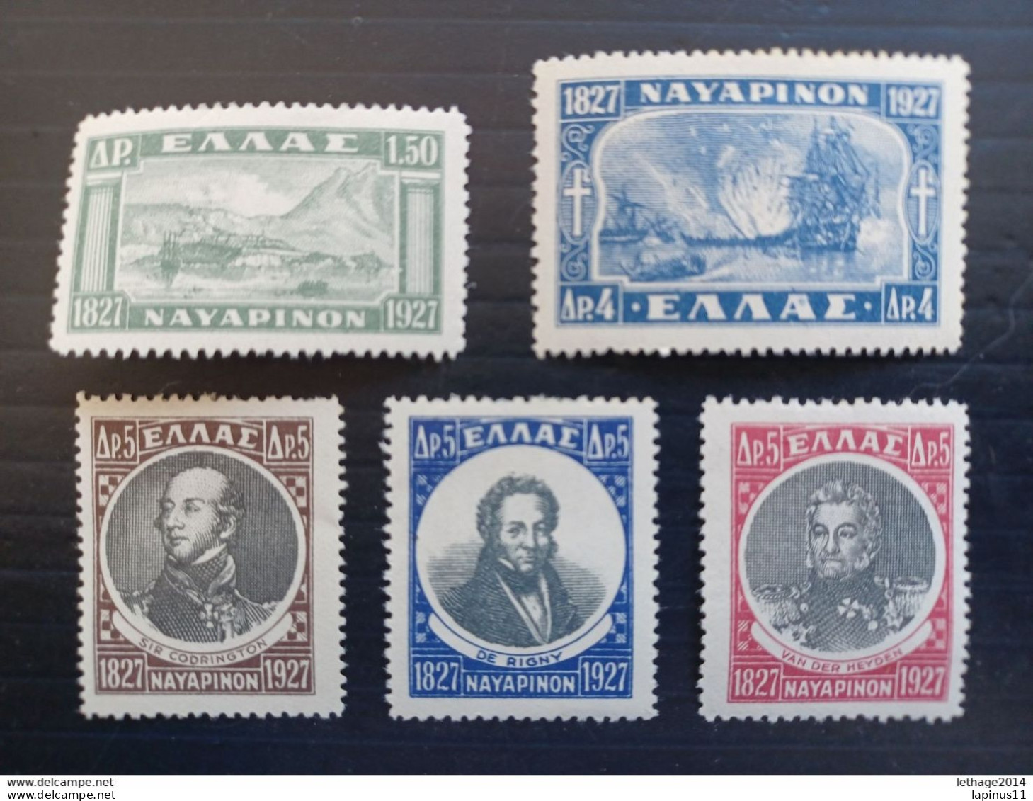 GREECE HELLAS GRECIA 1927 BATTLE OF NAVARINO EDWARD HEYDEN RIGNY CAT. SCOTT N. 338-339-340-342-343MNHL - Unused Stamps