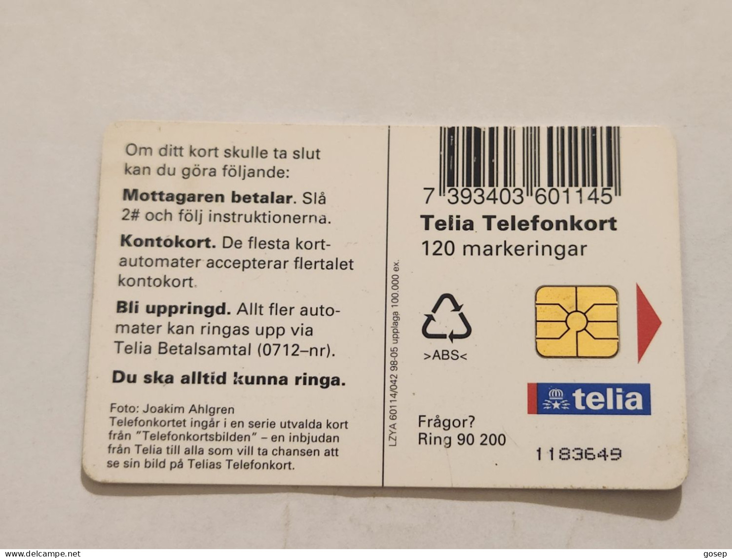 SWEDEN-(SE-TEL-120-0042)-Bird A Sunset-(38)(Telefonkort 120)(tirage-100.000)(1183649)-used Card+1card Prepiad Free - Suecia