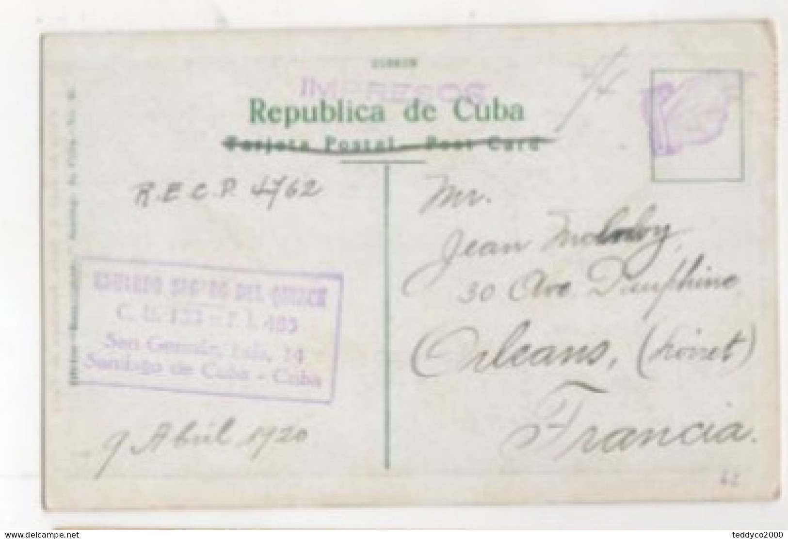 CUBA Santiago Calle De Josè A. Saco 1920 - Kuba