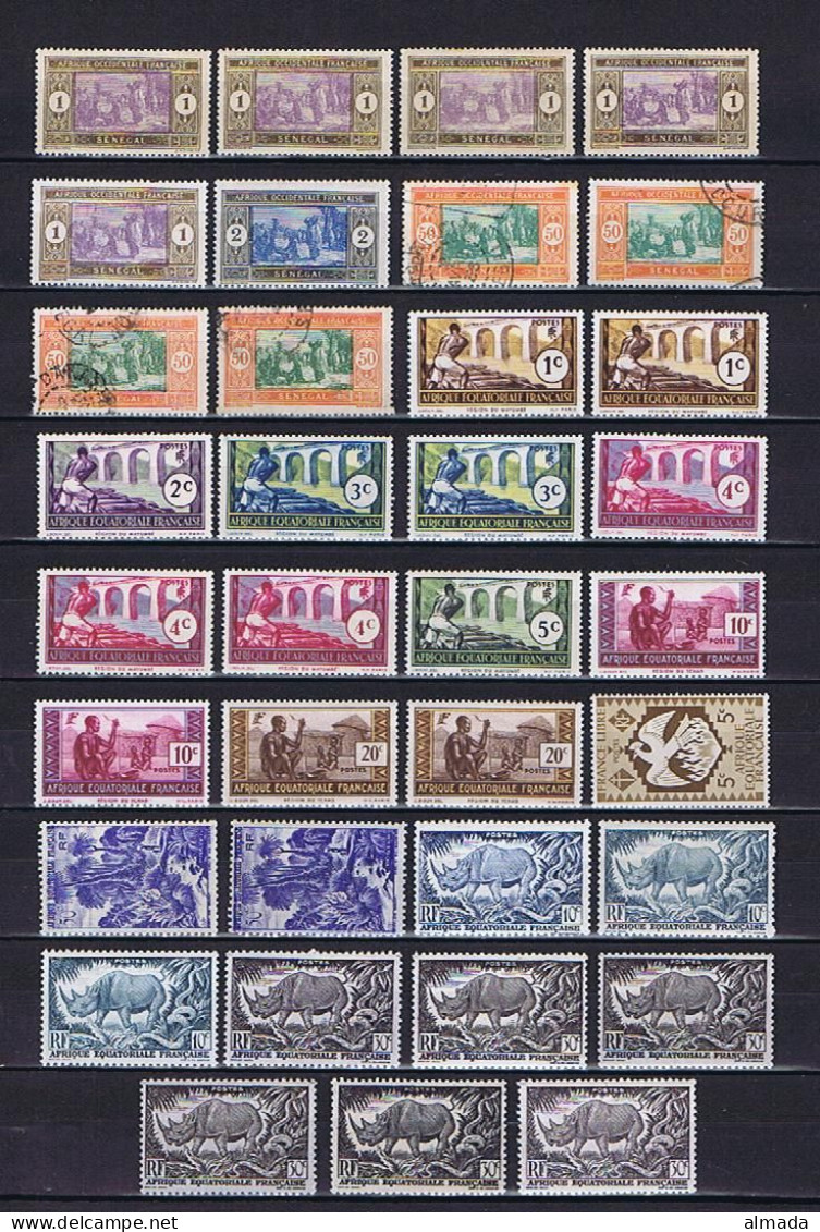 French Colonies: Ca. 220 Stamps */**/used, Many Diff. - Colecciones