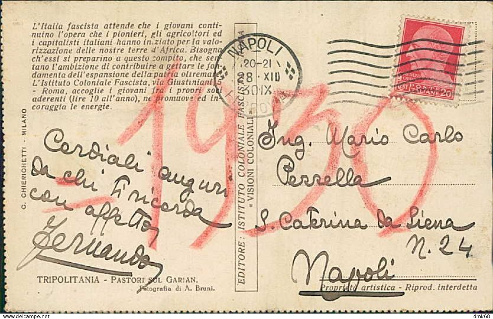 LIBYA / LIBIA - Gharyan / GARIAN - PASTORI - EDIZ. ISTITUTO COLONIALE FASCISTA - MAILED 1930 (12495) - Libyen