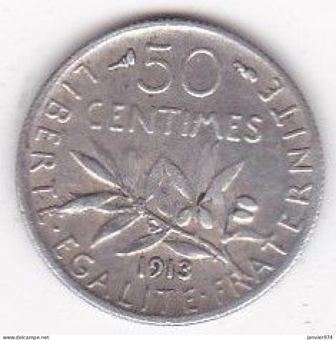 50 Centimes Semeuse 1913, En Argent - 50 Centimes
