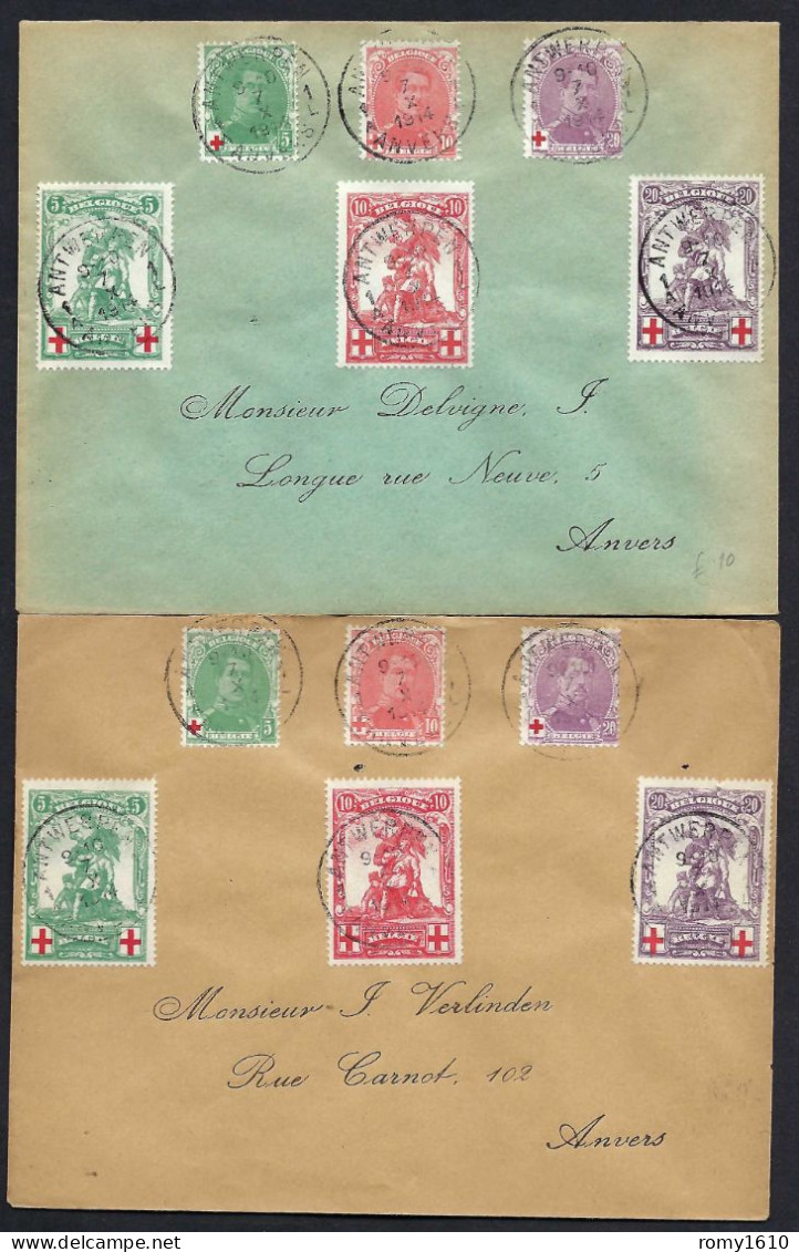 Série Croix Rouge Sur Lettre. Les  2 Enveloppes,  Scan Recto/verso. - 1914-1915 Rode Kruis