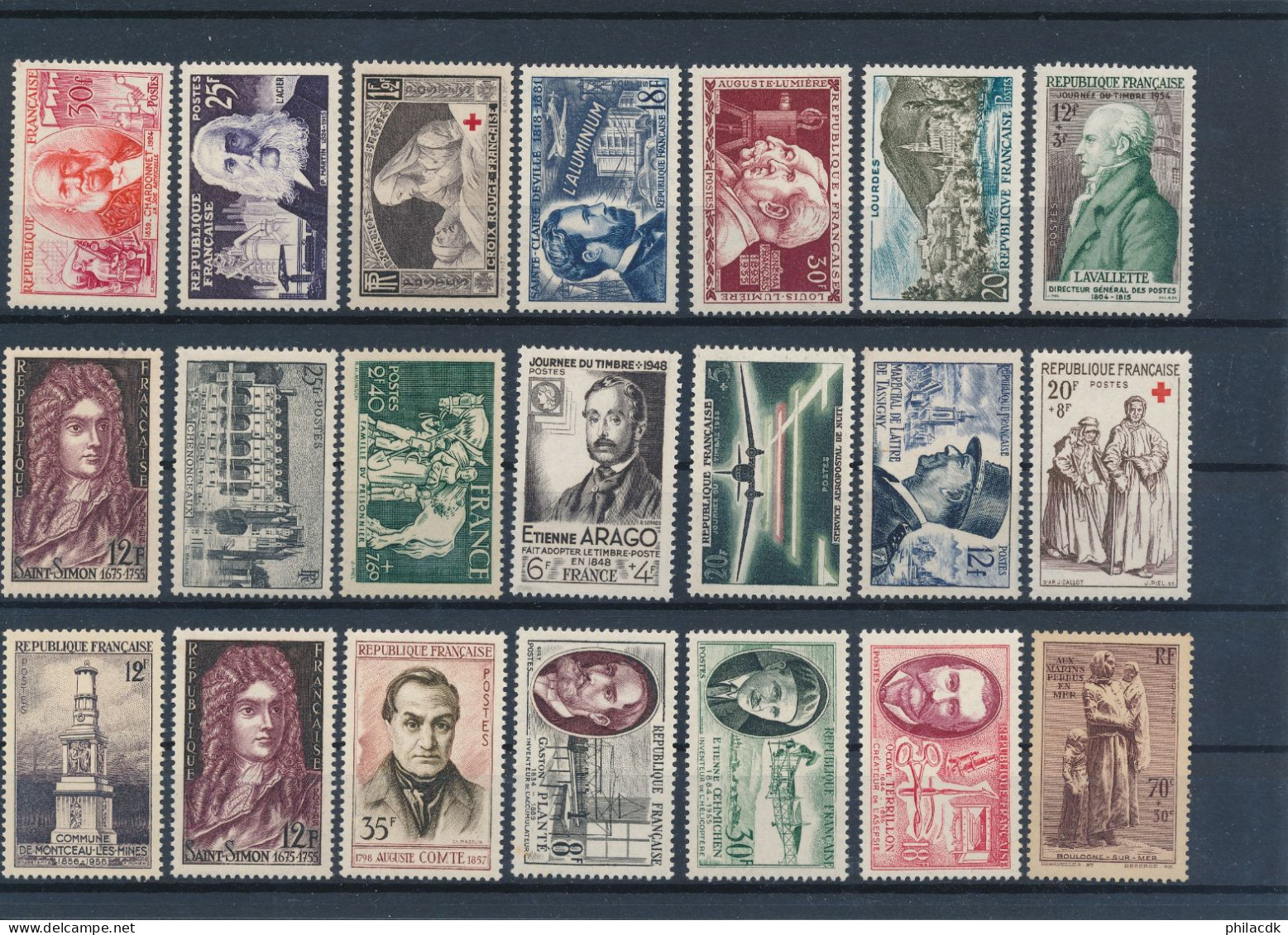 FRANCE - LOT DE 236 TIMBRES NEUFS** SANS CHARNIERE AVEC PERSONNAGES CELEBRES PREO SERVICE AVEC 2 EPREUVES DE LUXE - Sammlungen