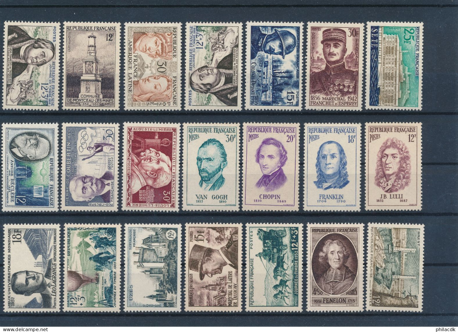 FRANCE - LOT DE 236 TIMBRES NEUFS** SANS CHARNIERE AVEC PERSONNAGES CELEBRES PREO SERVICE AVEC 2 EPREUVES DE LUXE - Colecciones Completas