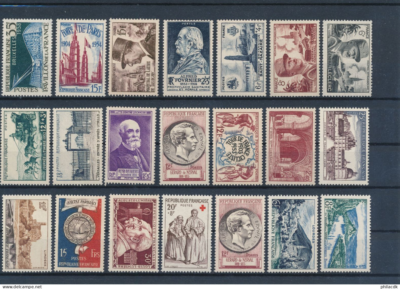 FRANCE - LOT DE 236 TIMBRES NEUFS** SANS CHARNIERE AVEC PERSONNAGES CELEBRES PREO SERVICE AVEC 2 EPREUVES DE LUXE