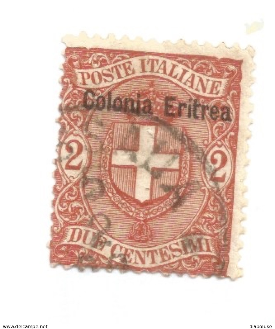 (COLONIE E POSSEDIMENTI) 1893, ERITREA, SOPRASTAMPATI, 2c - 1 Francobollo Usato (CAT. SASSONE N.2) - Erythrée